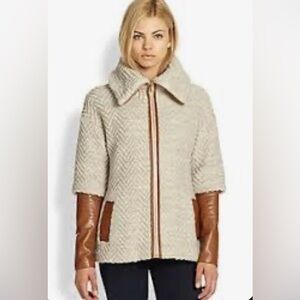 shui chen jacket wool alpaca size Medium BLACK lambskin leather